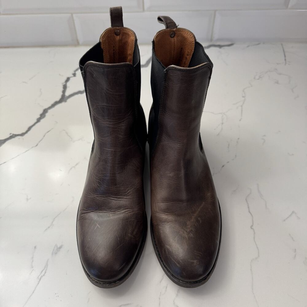 Frye Men's 9 D Brown Leather Chelsea Ankle Boots Distressed Pull-On Pre-owned